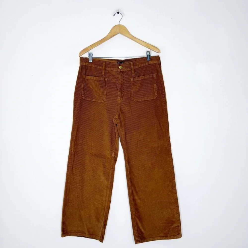 J.Crew Corduroy Wide Leg Crop Pants Brown High Rise Size 30